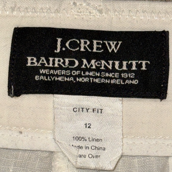 J. Crew Baird McNutt Linen Women's white cuffed linen shorts size 12 - Picture 5 of 7